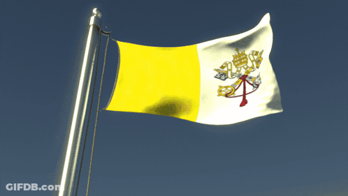 Yellow And White Flag With Crown And Cross GIF