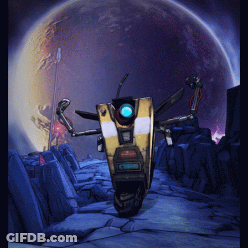 Yellow And White Robot With Blue Lens GIF
