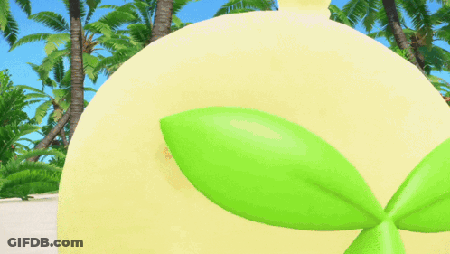 Yellow Animal With Red Tail Laying On Sand GIF