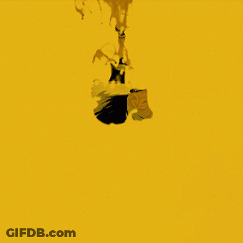 Yellow Background Black Splash Of Liquid GIF