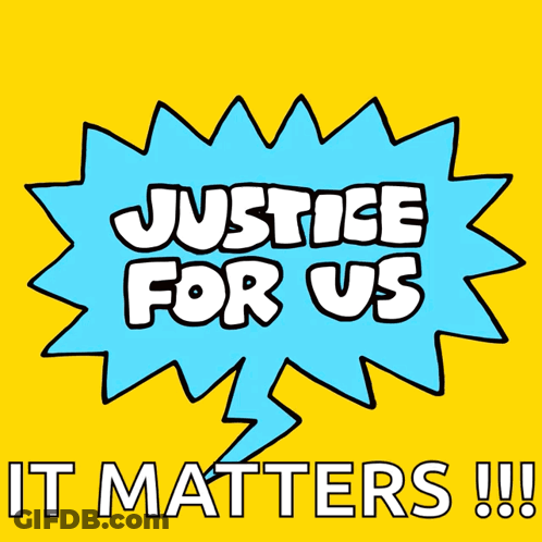 Yellow Background Blue Speech Bubble Justice For Us It Matters GIF