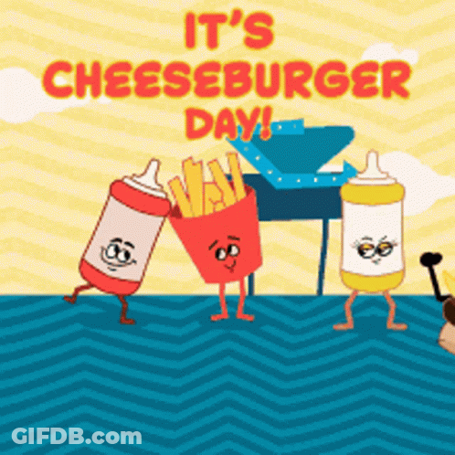 Yellow Background Hamburger Cheese Day Burger GIF