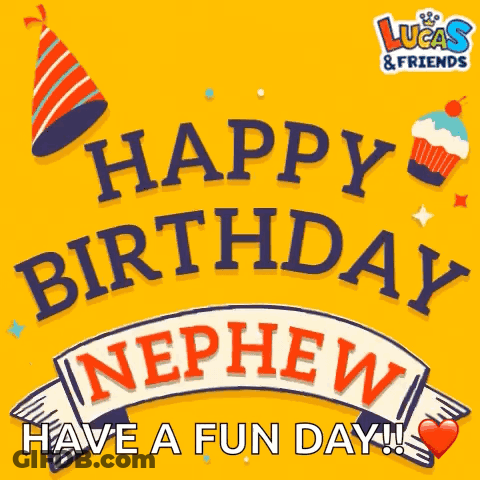 Yellow Background Happy Birthday Nephew Have A Fun Day GIF
