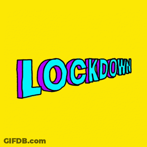 Yellow Background Lockdown In Blue And Purple GIF