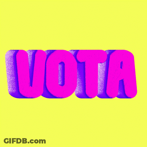 Yellow Background Purple Letters Vota GIF