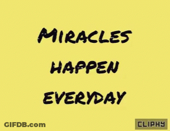 Yellow Background Saying Miracles Happen Everyday GIF