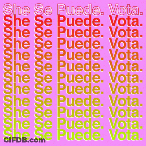 Yellow Background Saying She Se Puede Vota GIF