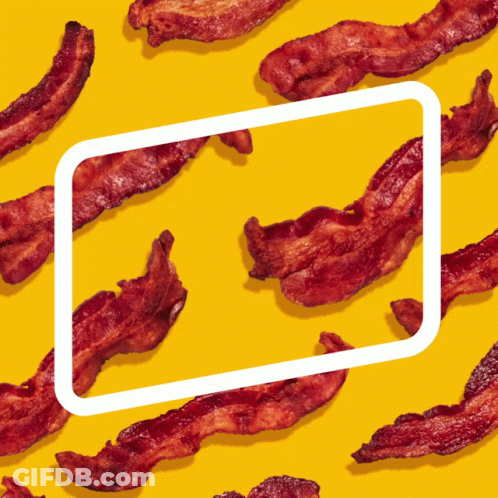 Yellow Background With Bacon And White Frame GIF