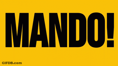 Yellow Background With Black Letters Mando GIF