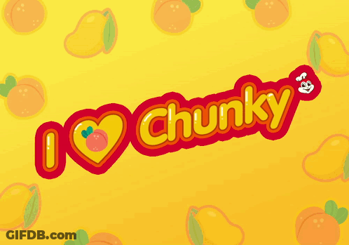 Yellow Background With Chunky In Red GIF