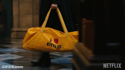 Yellow Bag Saying I Love Kittens GIF