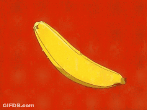 Yellow Banana On Red Background With Dots GIF