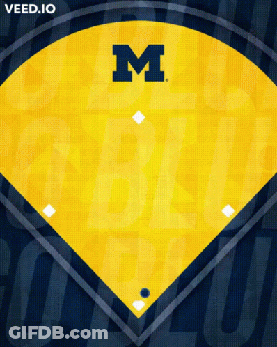 Yellow Baseball Diamond With Blue Letter M GIF