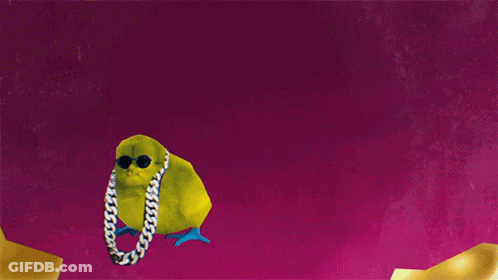 Yellow Bird Sunglasses Chain Purple Huh GIF