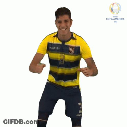 Yellow Blue Striped Man Dancing Copa America 2021 GIF