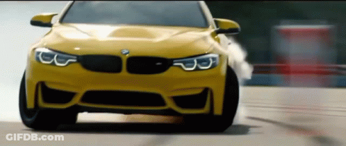 Yellow BMW M3 Drifting On Road GIF