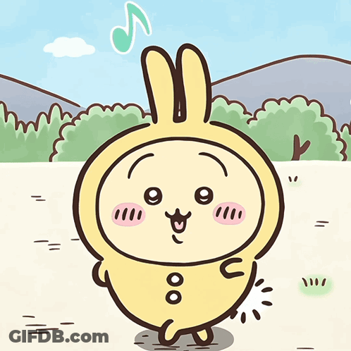 Yellow Bunny With Green Note GIF