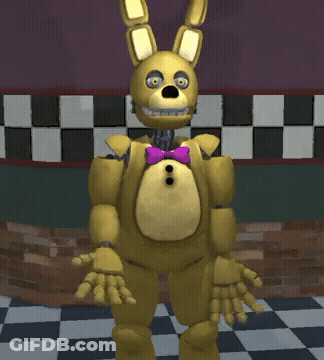 Yellow Bunny With Purple Bow Tie GIF