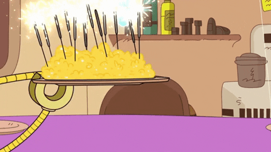 Yellow Cake With Lots Of Sparklers GIF