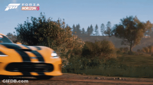 Yellow Car Driving On Dirt Road Forza Horizon 5 GIF
