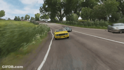 Yellow Car Driving With AEC License Plate GIF