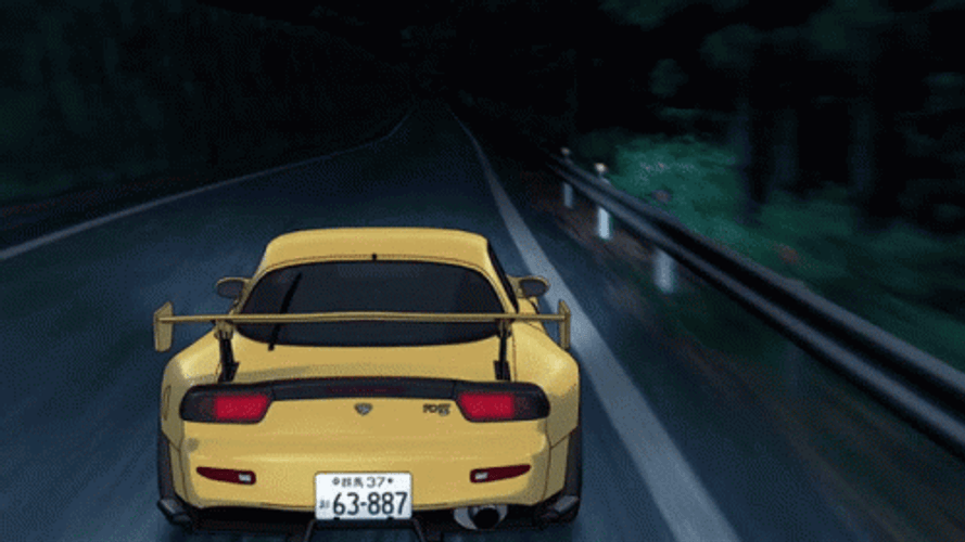 Yellow Car Racing Anime GIF