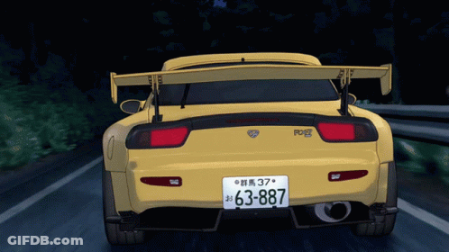 Yellow Car With License Plate 63-887 Driving GIF