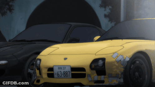 Yellow Car With License Plate 63-887 GIF