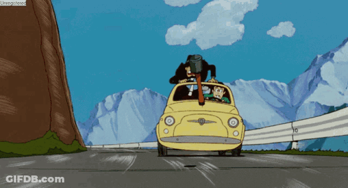 Yellow Car With Mountains And Unregistered GIF