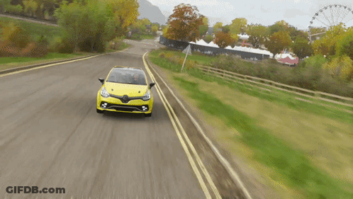 Yellow Car With Renault Sport GIF