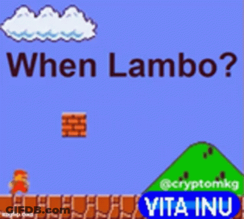Yellow Car With When Lambo Vita Inu GIF