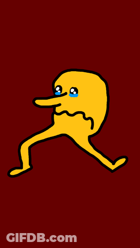 Yellow Cartoon Character Crying With Long Nose GIF