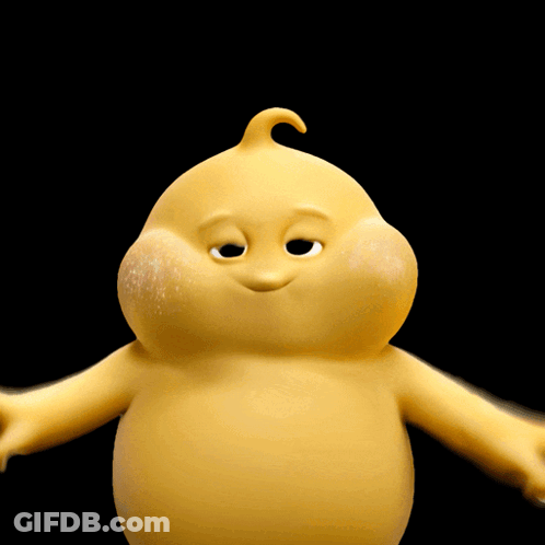 Yellow Cartoon Character Giving Peace Sign GIF