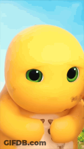 Yellow Cartoon Character Green Eyes GIF