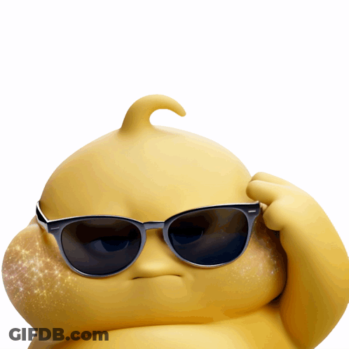 Yellow Cartoon Character In Sunglasses Making Silly Face GIF