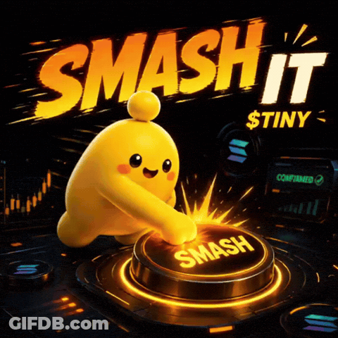 Yellow Cartoon Character Pressing Smash Button GIF