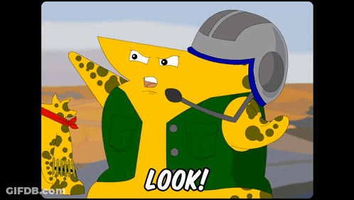 Yellow Cartoon Character Saying Look GIF