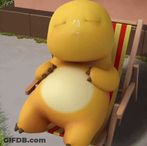 Yellow Cartoon Character Sitting In Chair Eyes Closed GIF