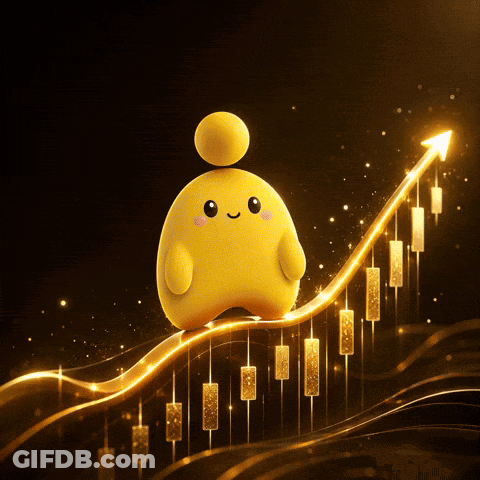 Yellow Cartoon Character Standing On Graph GIF