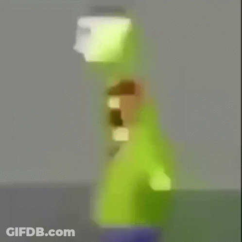 Yellow Cartoon Character Standing On Purple Box GIF