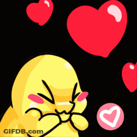 Yellow Cartoon Character Surrounded By Hearts GIF