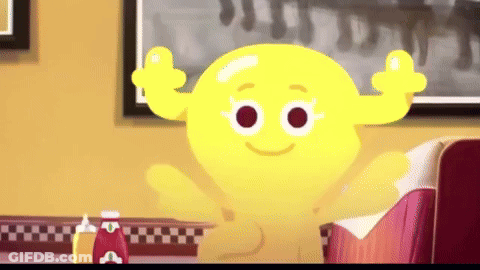 Yellow Cartoon Character Thumbs Up In Diner GIF