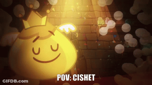 Yellow Cartoon Character With Crown And Words Pov Cishet GIF
