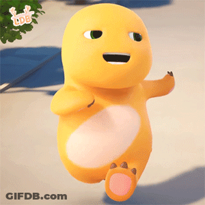 Yellow Cartoon Character With Green Eyes GIF