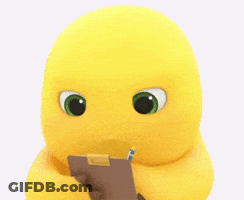 Yellow Cartoon Character With Green Eyes Standing GIF
