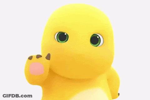 Yellow Cartoon Character With Green Eyes Waving GIF
