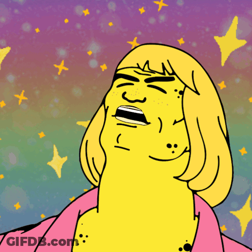 Yellow Cartoon Character With Pink Shirt GIF