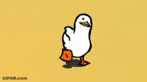 Yellow Cartoon Duck Walking GIF