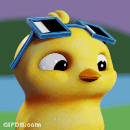 Yellow Cartoon Duck Wearing Blue Sunglasses GIF