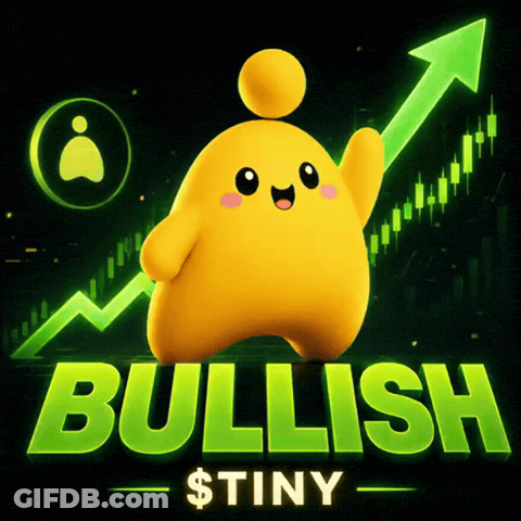 Yellow Cartoon Holding Green Arrow Bullish Tiny GIF